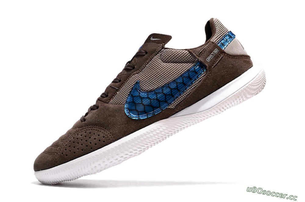 Men's Nike Street Gato IC Indoor & Futsal Low-Tops Football Shoes - Brown/Blue/White 5