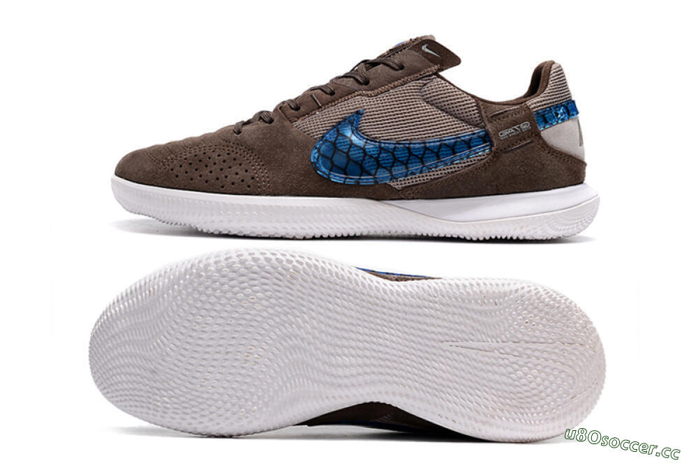 Men's Nike Street Gato IC Indoor & Futsal Low-Tops Football Shoes - Brown/Blue/White 1