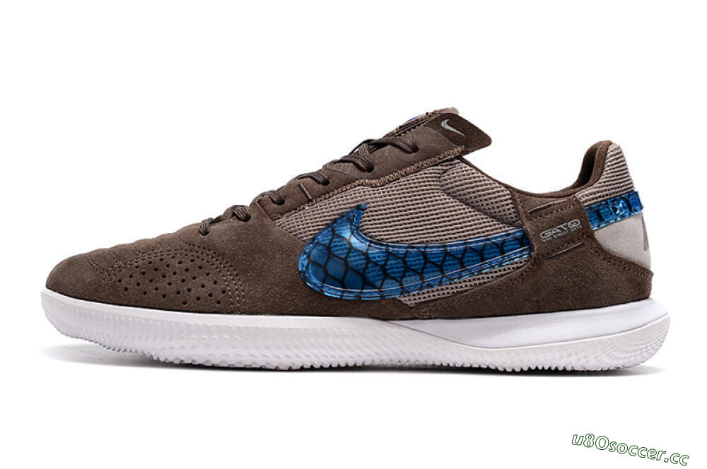 Men's Nike Street Gato IC Indoor & Futsal Low-Tops Football Shoes - Brown/Blue/White 0