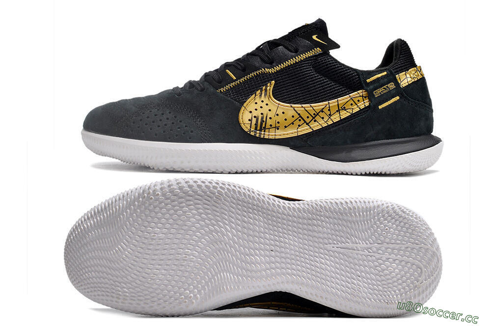 Men's Nike Street Gato IC Indoor & Futsal Low-Tops Football Shoes - Black/Gold/White 1