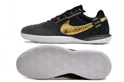 Men's Nike Street Gato IC Indoor & Futsal Low-Tops Football Shoes - Black/Gold/White