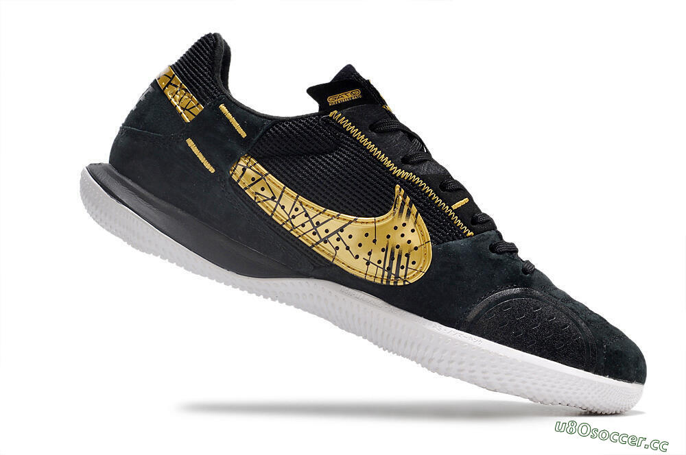 Men's Nike Street Gato IC Indoor & Futsal Low-Tops Football Shoes - Black/Gold/White 4