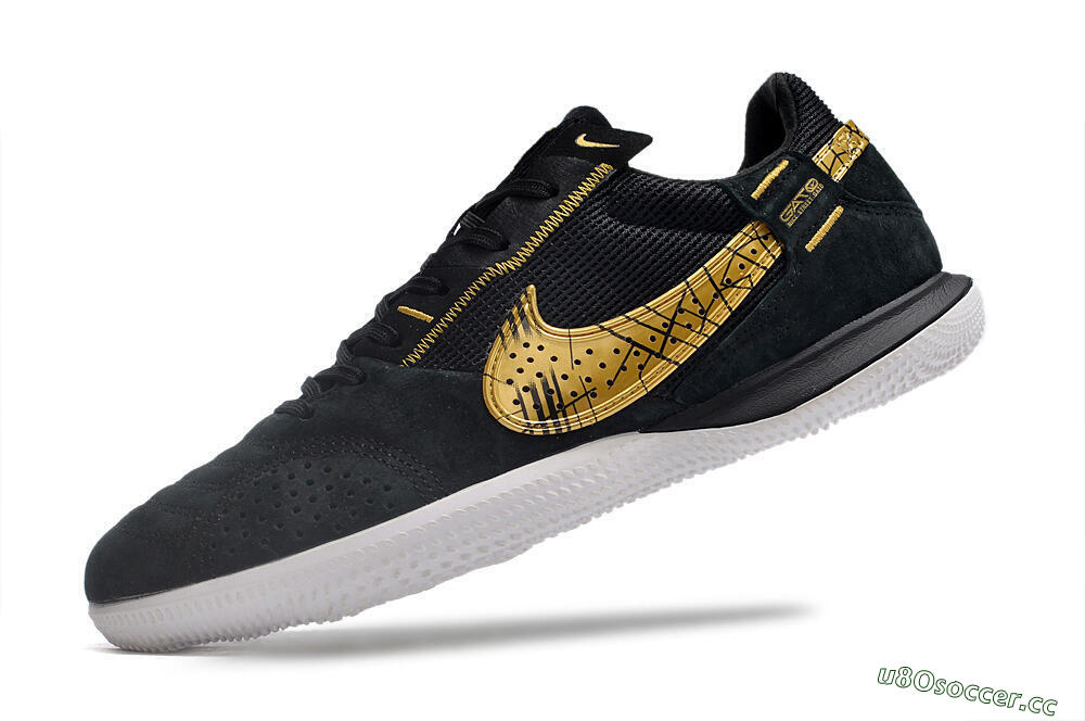 Men's Nike Street Gato IC Indoor & Futsal Low-Tops Football Shoes - Black/Gold/White 5