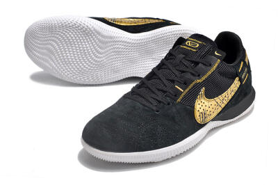 Men's Nike Street Gato IC Indoor & Futsal Low-Tops Football Shoes - Black/Gold/White