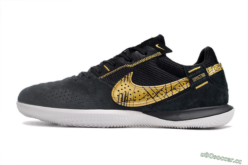 Men's Nike Street Gato IC Indoor & Futsal Low-Tops Football Shoes - Black/Gold/White 0