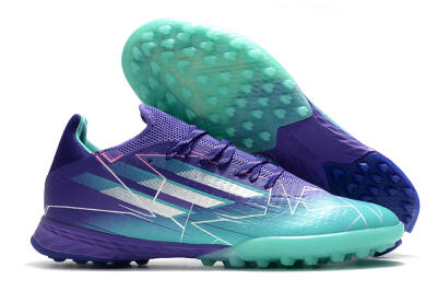 Men's Adidas X Speedflow.1 TF Artificial Turf Low-Tops Football Shoes - Jade/Silver/Purple