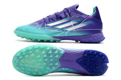 Men's Adidas X Speedflow.1 TF Artificial Turf Low-Tops Football Shoes - Jade/Silver/Purple