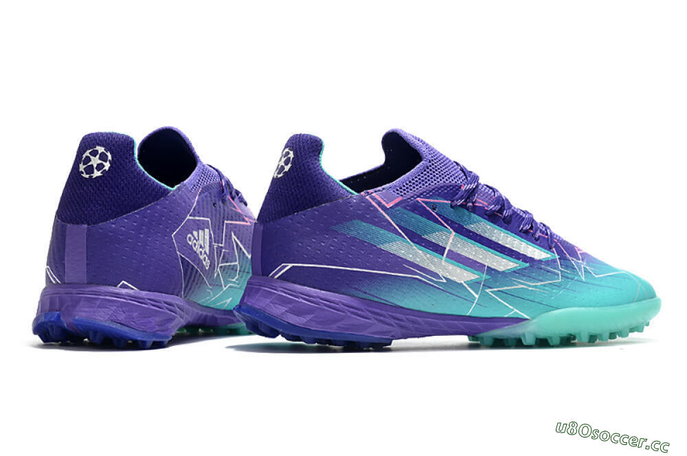 Men's Adidas X Speedflow.1 TF Artificial Turf Low-Tops Football Shoes - Jade/Silver/Purple 6