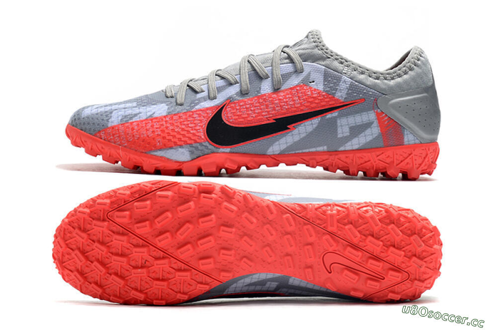 Men's Nike Mercurial Vapor 13 Pro TF Artificial Turf Low-Tops Football Shoes - Grey/Black/Red 1
