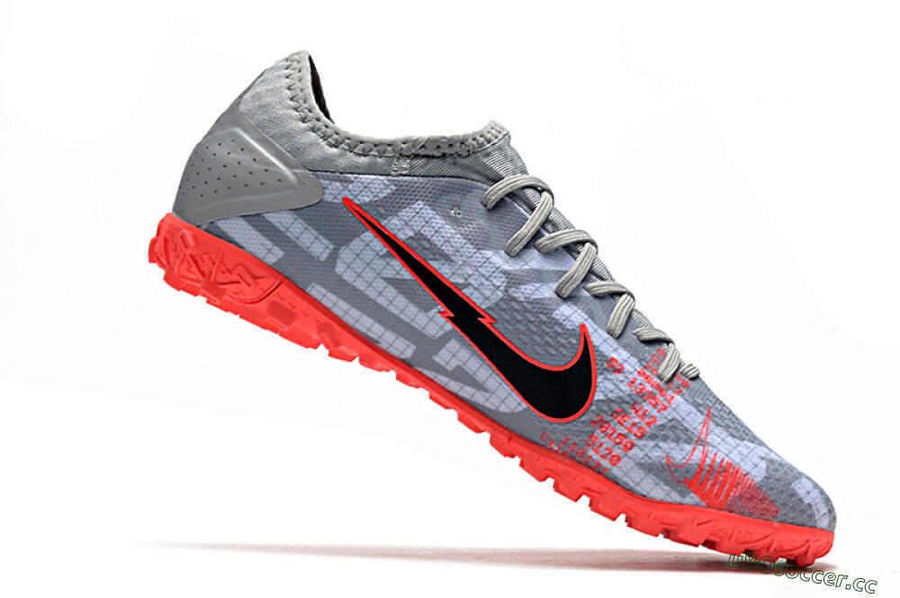 Men's Nike Mercurial Vapor 13 Pro TF Artificial Turf Low-Tops Football Shoes - Grey/Black/Red 4