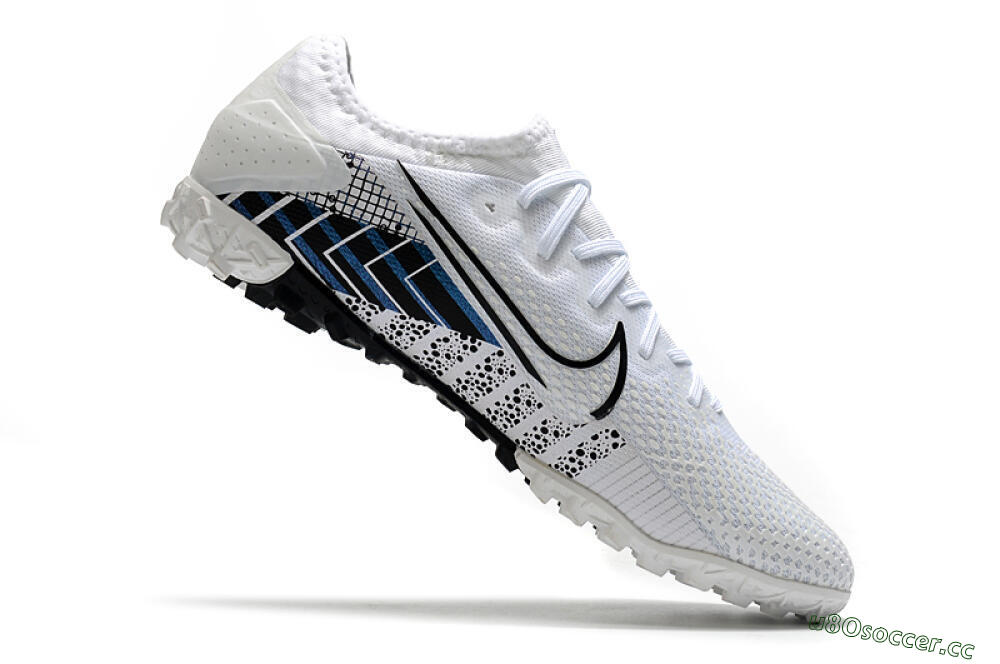 Men's Nike Mercurial Vapor 13 Pro TF Artificial Turf Low-Tops Football Shoes - White/Black/Blue 3