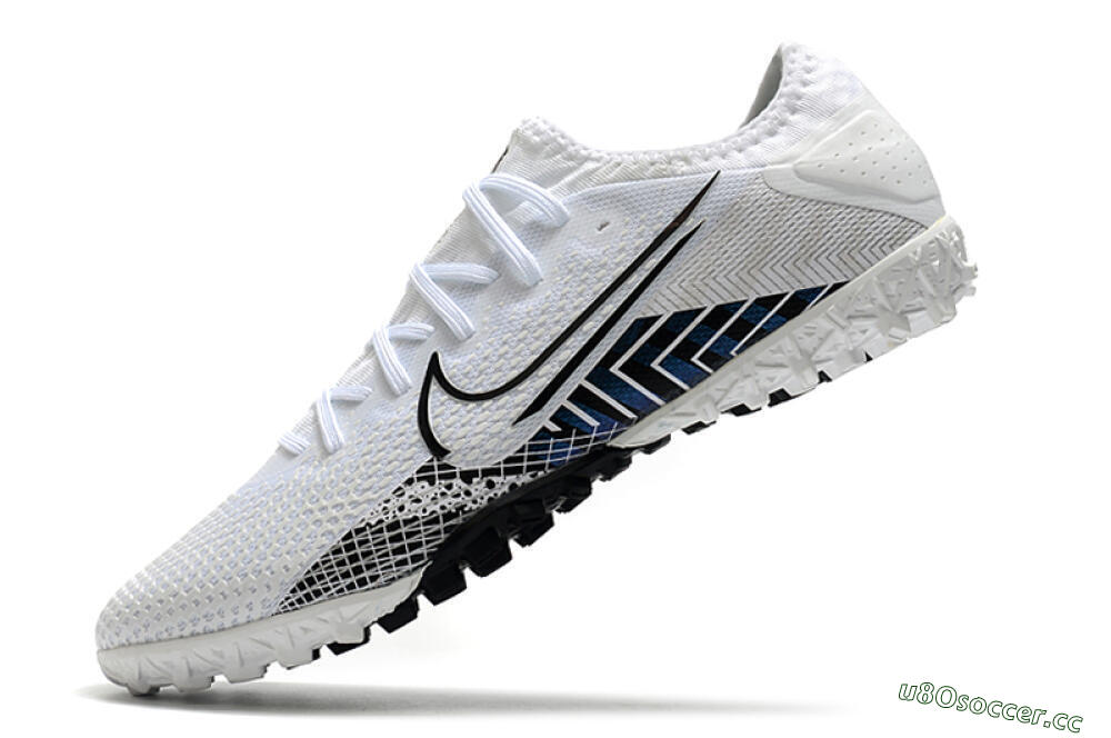 Men's Nike Mercurial Vapor 13 Pro TF Artificial Turf Low-Tops Football Shoes - White/Black/Blue 4
