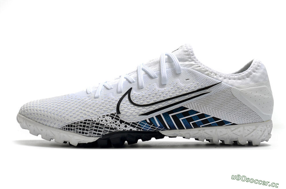 Men's Nike Mercurial Vapor 13 Pro TF Artificial Turf Low-Tops Football Shoes - White/Black/Blue 0