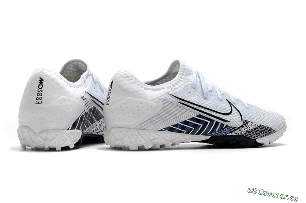 Men's Nike Mercurial Vapor 13 Pro TF Artificial Turf Low-Tops Football Shoes - White/Black/Blue 5