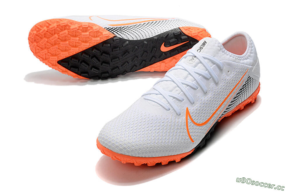 Men's Nike Mercurial Vapor 13 Pro TF Artificial Turf Low-Tops Football Shoes - White/Red/Black 3