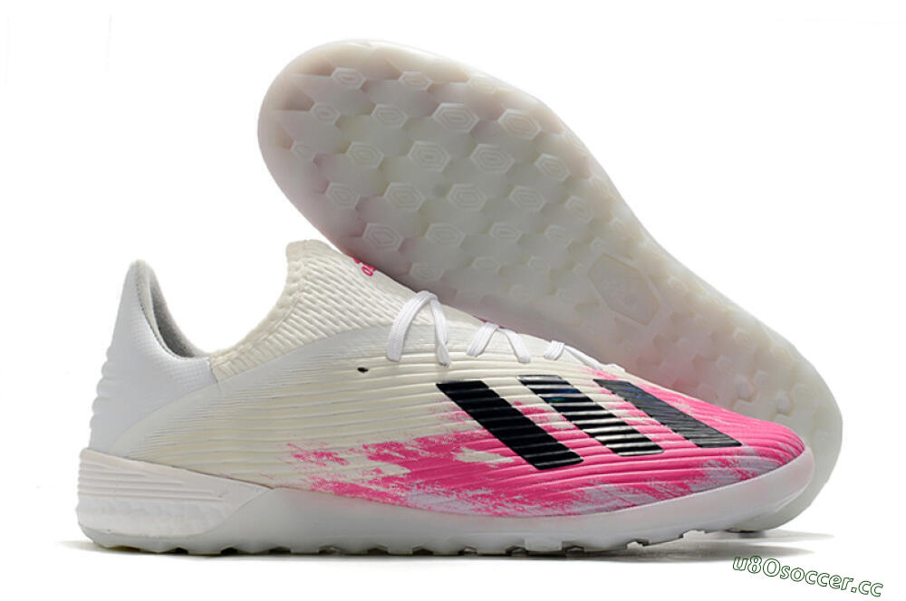 Men's Adidas X 19.1 TF Artificial Turf Low-Tops Football Shoes - Pink/Black/White 2