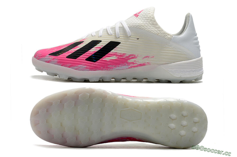 Men's Adidas X 19.1 TF Artificial Turf Low-Tops Football Shoes - Pink/Black/White 1