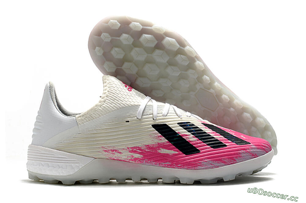 Men's Adidas X 19.1 TF Artificial Turf Low-Tops Football Shoes - Pink/Black/White 2