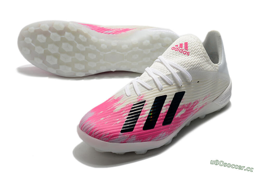 Men's Adidas X 19.1 TF Artificial Turf Low-Tops Football Shoes - Pink/Black/White 3