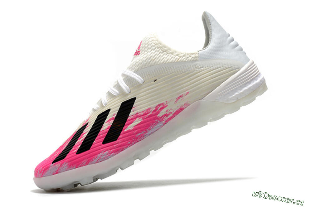 Men's Adidas X 19.1 TF Artificial Turf Low-Tops Football Shoes - Pink/Black/White 5