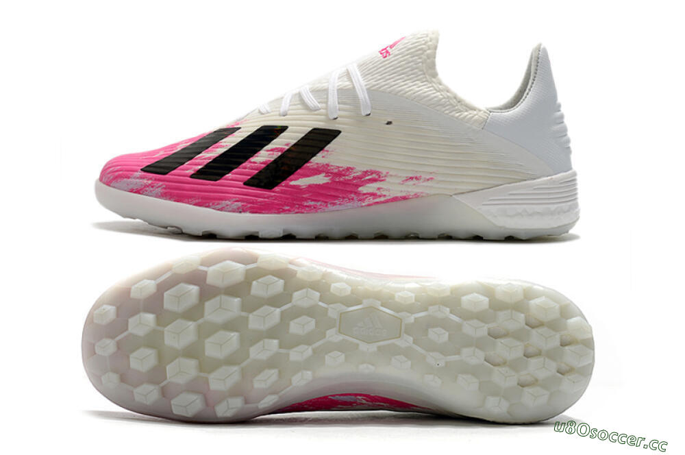 Men's Adidas X 19.1 TF Artificial Turf Low-Tops Football Shoes - Pink/Black/White 1