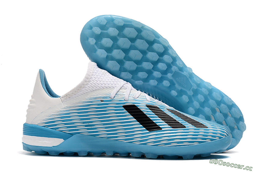 Men's Adidas X 19.1 TF Artificial Turf Low-Tops Football Shoes - Blue/Black/White 2