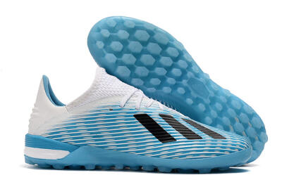 Men's Adidas X 19.1 TF Artificial Turf Low-Tops Football Shoes - Blue/Black/White