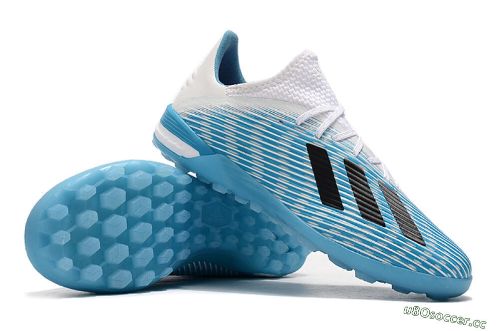 Men's Adidas X 19.1 TF Artificial Turf Low-Tops Football Shoes - Blue/Black/White 4