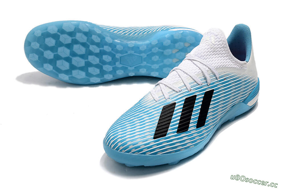 Men's Adidas X 19.1 TF Artificial Turf Low-Tops Football Shoes - Blue/Black/White 3