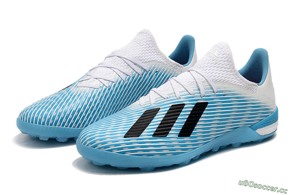 Men's Adidas X 19.1 TF Artificial Turf Low-Tops Football Shoes - Blue/Black/White 5