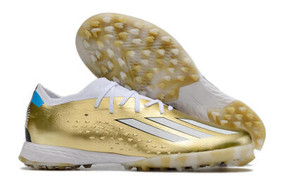 Men's Adidas X Speedportal.1 TF Artificial Turf Low-Tops Football Shoes - Gold/White/Blue