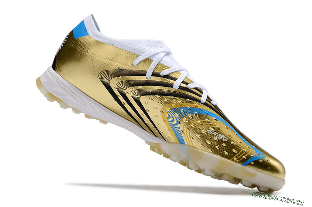 Men's Adidas X Speedportal.1 TF Artificial Turf Low-Tops Football Shoes - Gold/White/Blue 4
