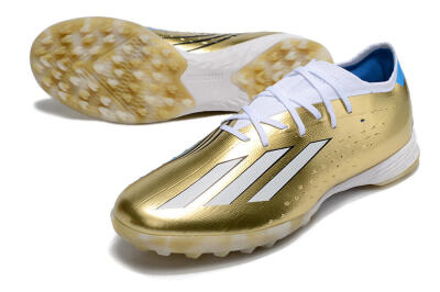 Men's Adidas X Speedportal.1 TF Artificial Turf Low-Tops Football Shoes - Gold/White/Blue