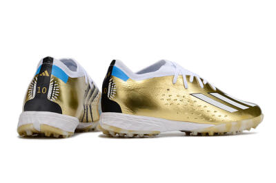 Men's Adidas X Speedportal.1 TF Artificial Turf Low-Tops Football Shoes - Gold/White/Blue
