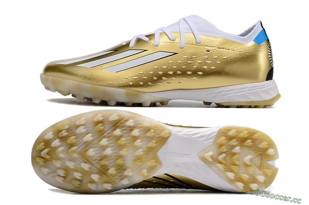 Men's Adidas X Speedportal.1 TF Artificial Turf Low-Tops Football Shoes - Gold/White/Blue 1