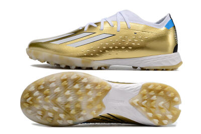 Men's Adidas X Speedportal.1 TF Artificial Turf Low-Tops Football Shoes - Gold/White/Blue