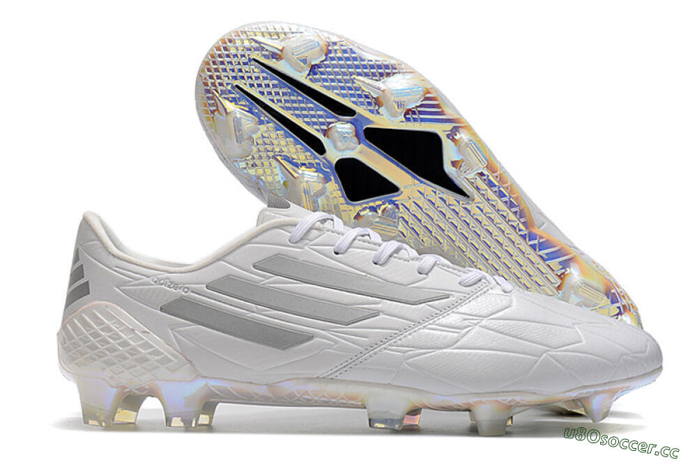 Men's Adidas F50 Adizero Ghosted FG Firm Ground Low-Tops Football Boots - White/Grey/Silver 2