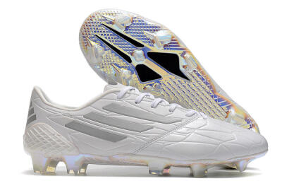 Men's Adidas F50 Adizero Ghosted FG Firm Ground Low-Tops Football Boots - White/Grey/Silver