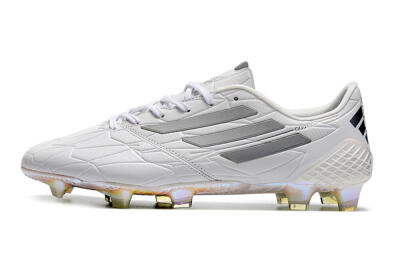 Men's Adidas F50 Adizero Ghosted FG Firm Ground Low-Tops Football Boots - White/Grey/Silver
