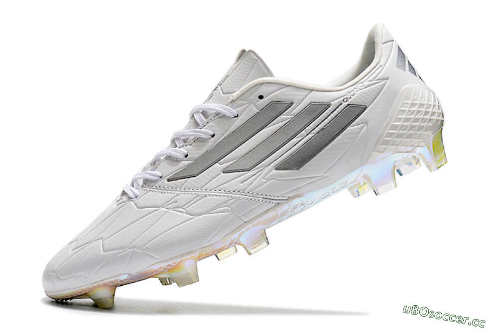 Men's Adidas F50 Adizero Ghosted FG Firm Ground Low-Tops Football Boots - White/Grey/Silver 5