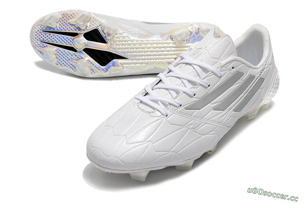 Men's Adidas F50 Adizero Ghosted FG Firm Ground Low-Tops Football Boots - White/Grey/Silver 3