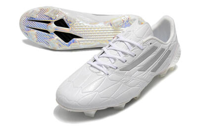 Men's Adidas F50 Adizero Ghosted FG Firm Ground Low-Tops Football Boots - White/Grey/Silver