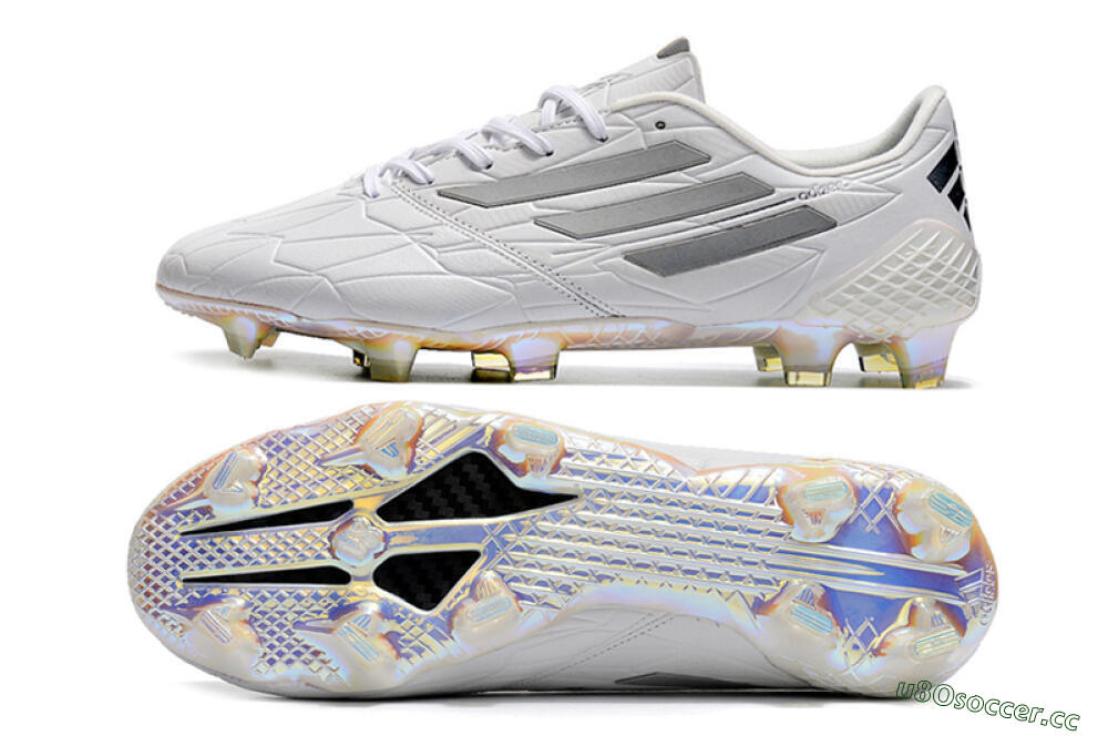Men's Adidas F50 Adizero Ghosted FG Firm Ground Low-Tops Football Boots - White/Grey/Silver 1