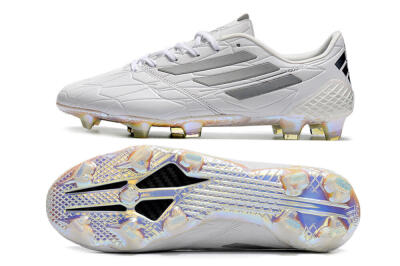 Men's Adidas F50 Adizero Ghosted FG Firm Ground Low-Tops Football Boots - White/Grey/Silver