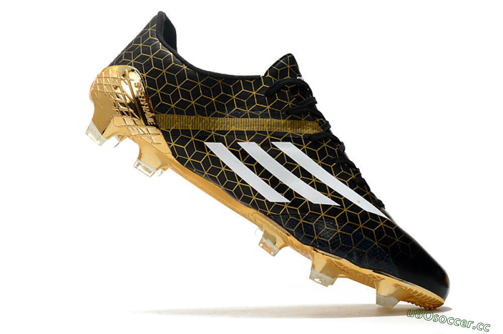 Men's Adidas F50 Adizero Ghosted FG Firm Ground Low-Tops Football Boots - Black/White/Gold 4
