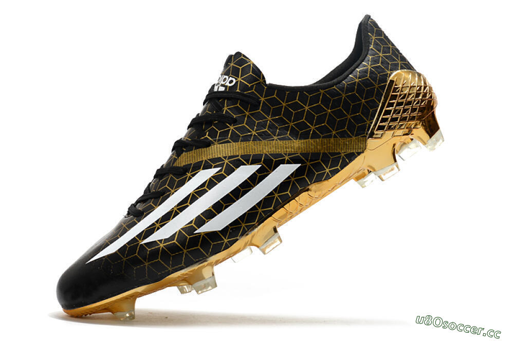 Men's Adidas F50 Adizero Ghosted FG Firm Ground Low-Tops Football Boots - Black/White/Gold 5