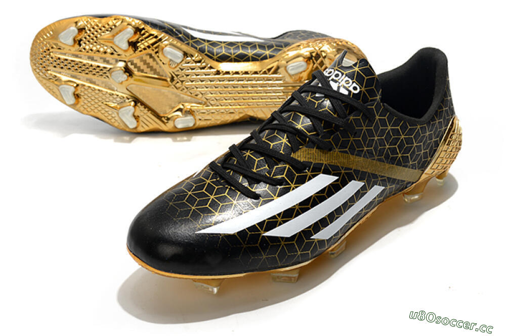 Men's Adidas F50 Adizero Ghosted FG Firm Ground Low-Tops Football Boots - Black/White/Gold 3