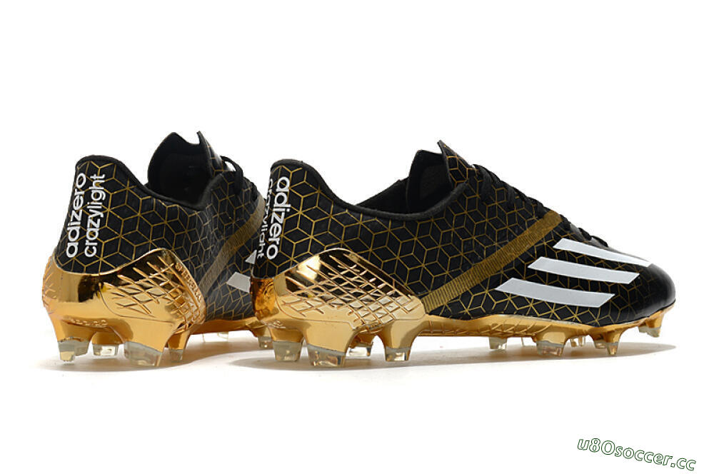 Men's Adidas F50 Adizero Ghosted FG Firm Ground Low-Tops Football Boots - Black/White/Gold 6