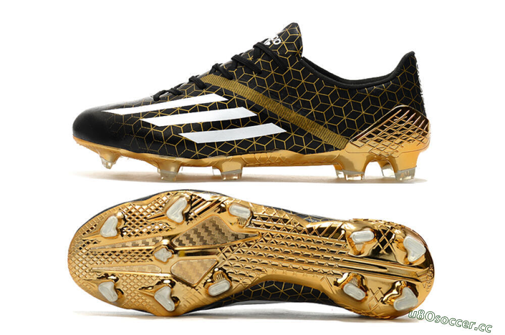 Men's Adidas F50 Adizero Ghosted FG Firm Ground Low-Tops Football Boots - Black/White/Gold 1