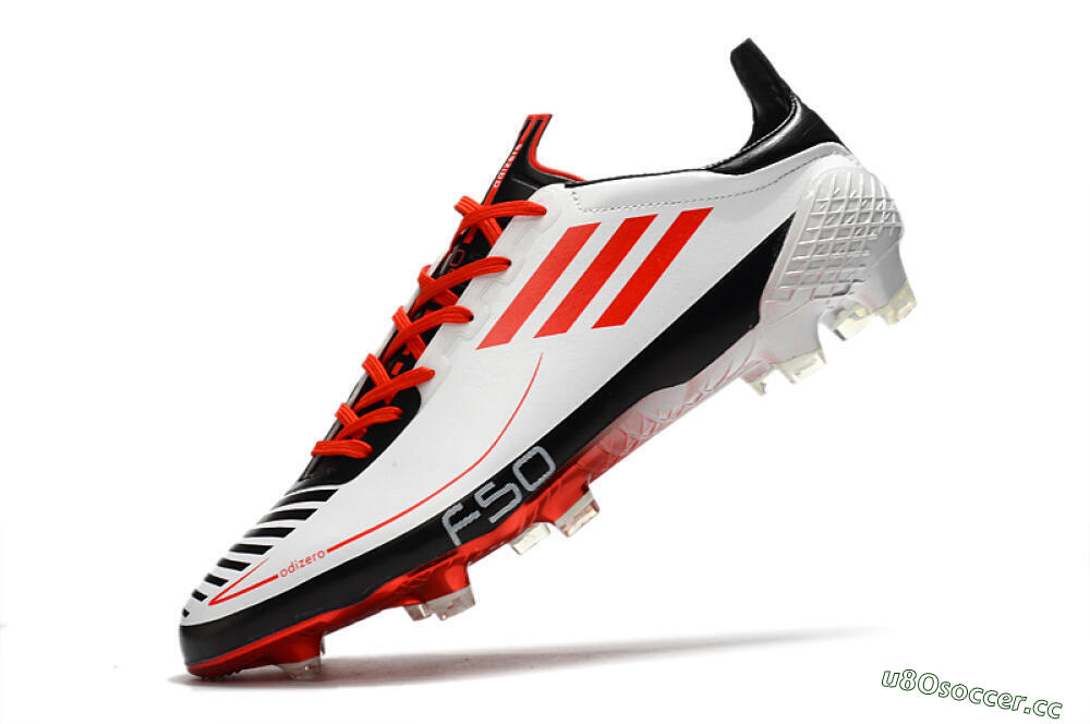 Men's Adidas F50 Adizero Ghosted FG Firm Ground Low-Tops Football Boots - White/Red/Black 5
